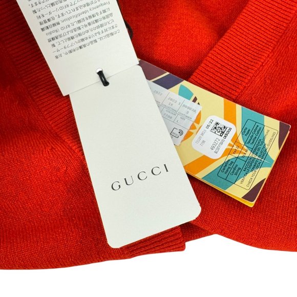 GUCCI X ADIDAS Orange Wool GG Women's Cardigan Made in Italy Marked as "L" - Picture 5 of 10